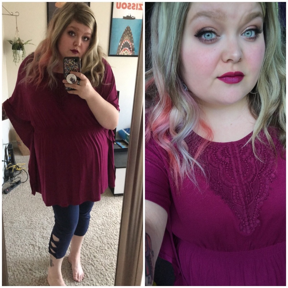 Lane Bryant burgundy top - Picture 5 of 6